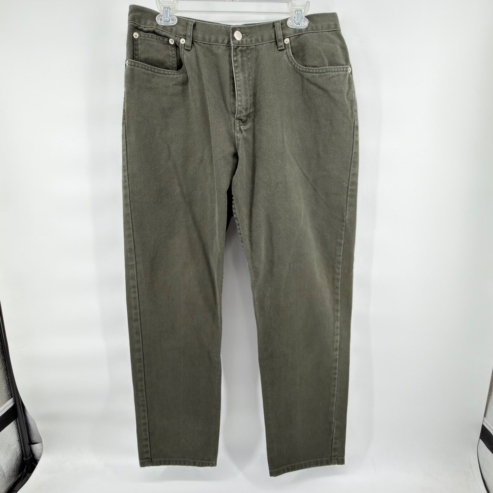 Tommy Hilfiger Jeans Womens 14 Olive Green Straight Leg Vintage 100% Cotton 2138